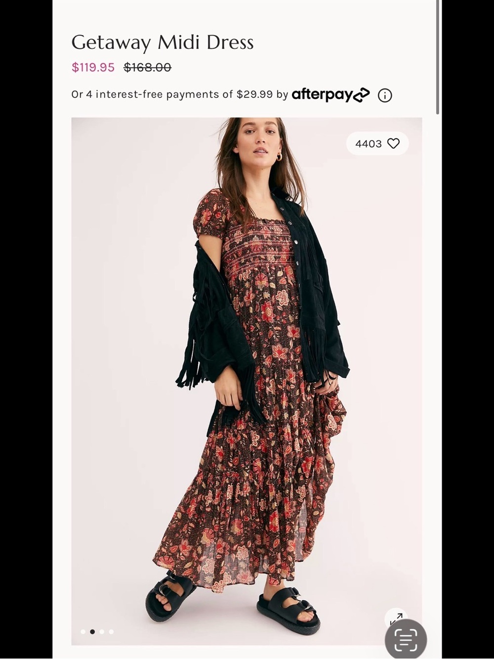 Free People Getaway Floral Midi Dress - Black & Red